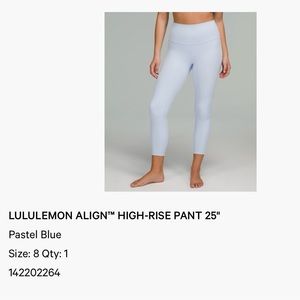 Lululemon ALIGN PANT HIGH-RISE 25” Size 8